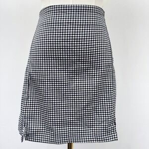Brandy Melville Cara Mini Skirt Black White Gingham Check Side Slit MH022 Small